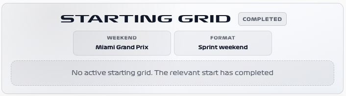Placeholder - F1 Starting Grid card screenshot