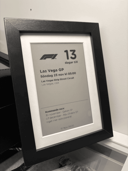 F1 Pit Wall e-ink display