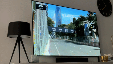 Yellow flag on TV with a lamp glowing yellow